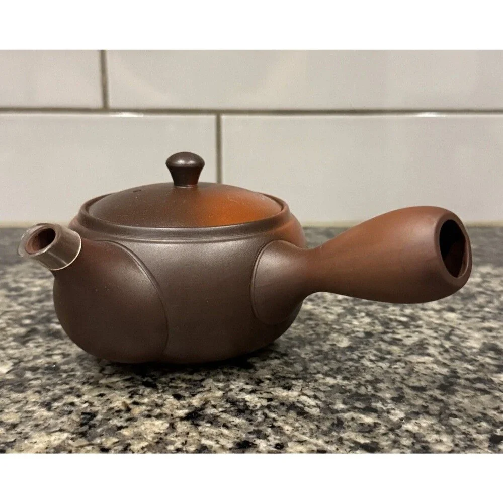 Japanese Tokoname Ware Kyusu Teapot 'Clay-Round' 360ml for Gift